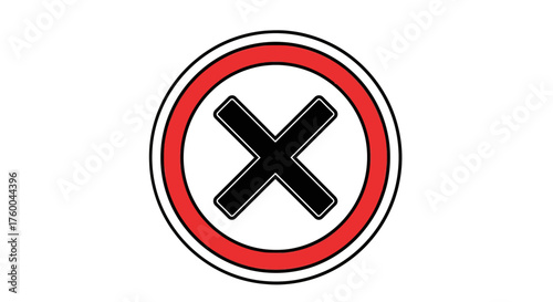 Prohibition Sign: Vector Representation Of Forbidden Action, Not Allowed Concept In Black Background