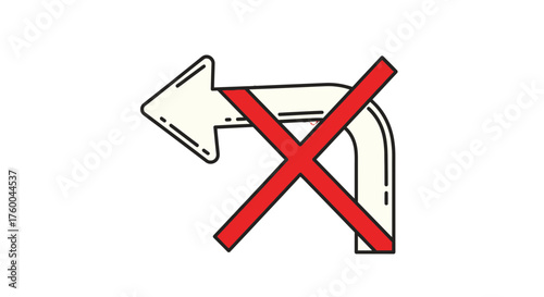 Prohibition Symbol Depicting a Ban on Turning Left, Vector Illustration Concept