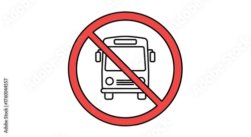 Prohibition Symbol Depicting A Bus, Sign Denying Access, Transportation Restrictions, No Buses