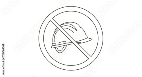 Prohibition Symbol Depicting A Construction Helmet Signifying Safety Rules and Regulations
