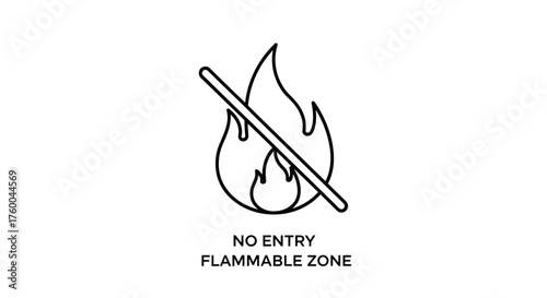 Prohibition Symbol Depicting A Flammable Zone, Demonstrating Safety Awareness And Public Caution