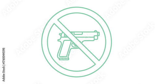 Prohibition Symbol Depicting a Handgun, Against a Stark Black Background, Promoting Peace