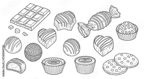 A delicious collection of assorted chocolates and sweet treats.