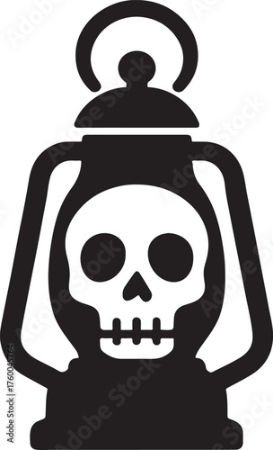 SKULL LANTERN ICON SILHOUETTE 