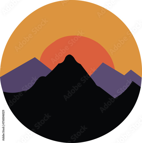 Sunset Peaks on the mountain t-shirt design Silhouette Tee