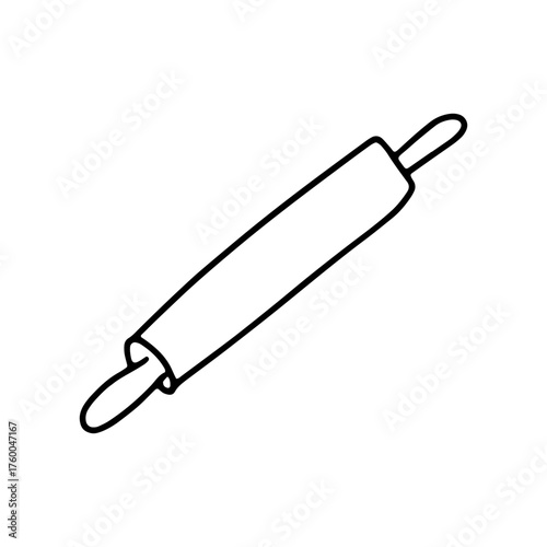 Hand Drawn Outline Vector Illustration of Rolling Pin for Bakery and Kitchen Design