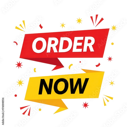 Illustration of order now promotion isolated on transparent background