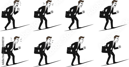 Businessman carrying briefcase, career fatigue, workplace stress, perseverance, ambition, determination, exhaustion, leadership, progress, success