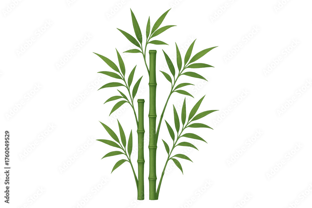 Fototapeta premium Bamboo plant with green leaves, an asian zen nature element providing growth and harmony, transparent background