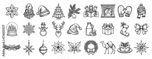 Hand Drawn Christmas Icon Set