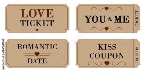Retro Valentine's Day tickets or coupons.