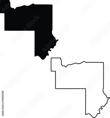 Map of Muskogee County Oklahoma USA Silhouette Flat and Outline Design