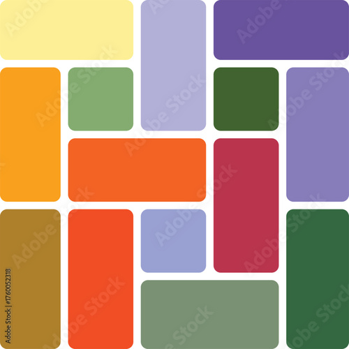 Layout grid templates, Bento grid for coloring web UI UX design. Abstract colorful geometric square pattern background