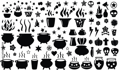 "Halloween 2025 Witch Cauldron Silhouettes: Spooky Potions and Stars for Decor | Magical Art and Craft Ideas"