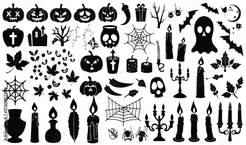 "Halloween 2025 Silhouette Pack: Spooky Pumpkins, Candles, and Ghosts for Decor | Creepy Art and Craft Designs"