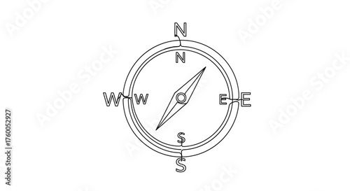 Compass rose vector graphic for navigation and direction finding with north south east and west cardinal points