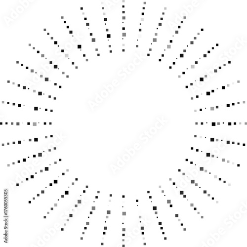 Circular structure made from sparse dot placements creating a clear geometric formation.