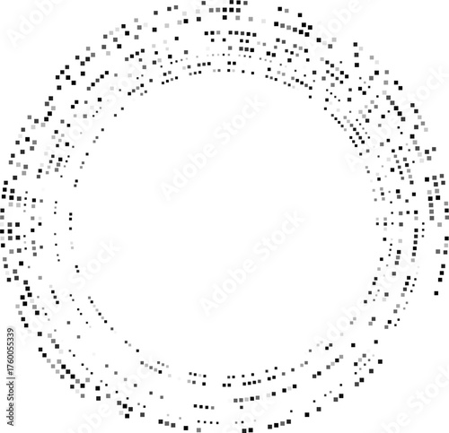 Circular dot configuration with irregular organic spacing forming natural radial movement.