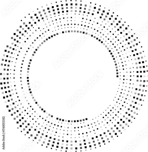 Highly precise arrangement of concentric dotted circles aligned in measured radial geometry.