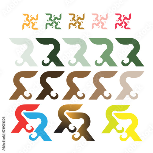 Geometric Symbol Grid  Abstract Icon Variations in Multicolor Palette