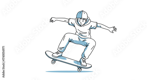 A person wearing a hoodie and baseball cap performs a skateboarding trick.