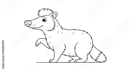 A simple line drawing of a small mammal raising its paw.
