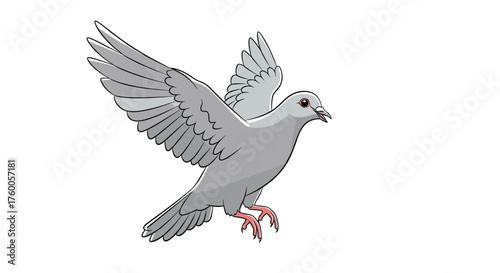 A white dove gracefully flies through the sky with its wings spread wide.
