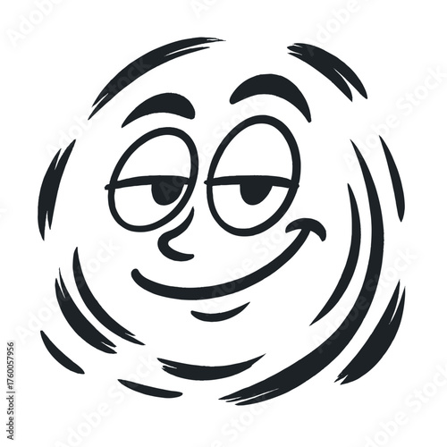 Smug face illustration with proud smile on white background