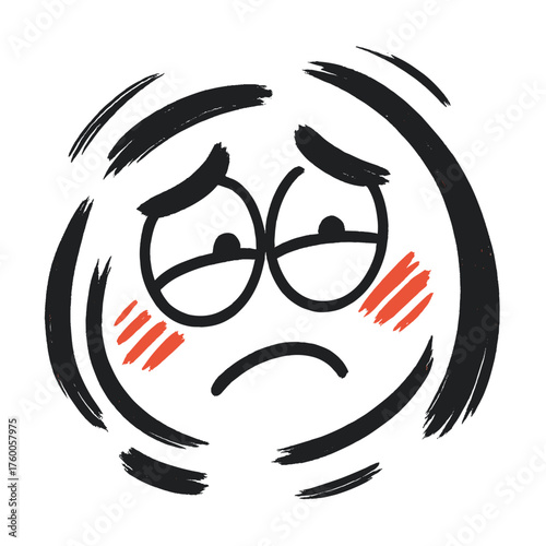 Embarrassed blushing face illustration on white background