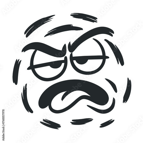 Disgusted face illustration with grimace on white background