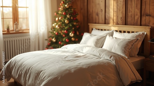 Christmas style bedding mockup.