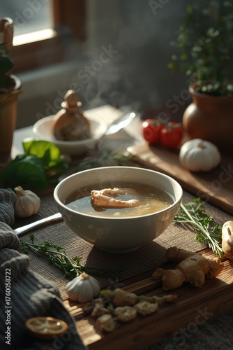 Hot soup made from fresh ingredients.