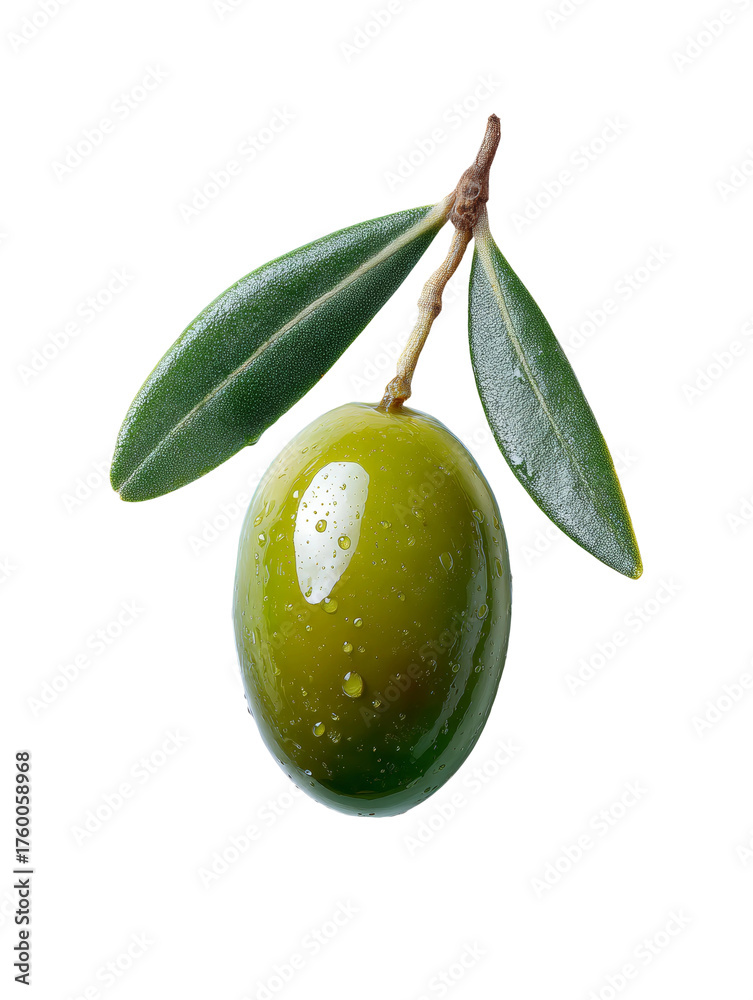 Obraz premium green olives with leaves