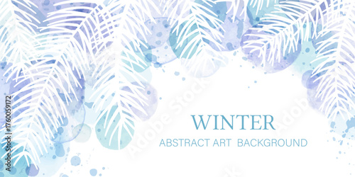 Winter background vector. Hand painted watercolor brush texture, splash, drops and stain. design holiday greeting cards and invitations of Merry Christmas and Happy New Year, winter seasonal holidays