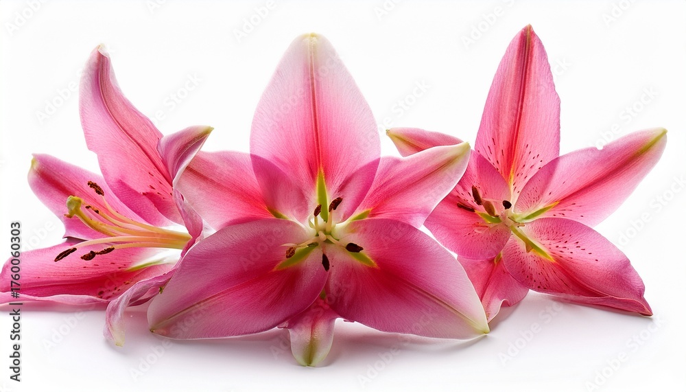 Fototapeta premium Pink Lily Flowers Isolated On White Background