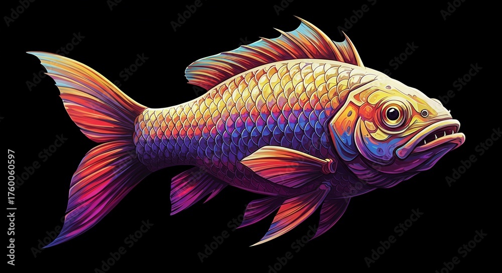 Fototapeta premium Colorful Fish Digital Illustration