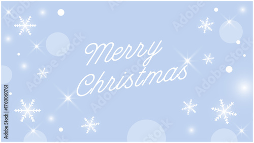Merry Christmas英語メッセージカードベクター素材｜雪の結晶・冬・キラキラ背景