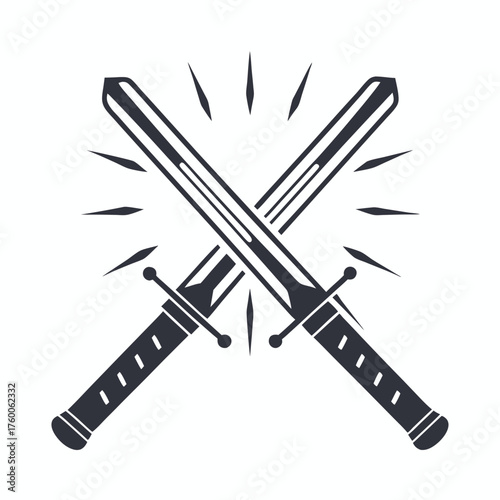 Two crossed swords are showcased in this that is a image