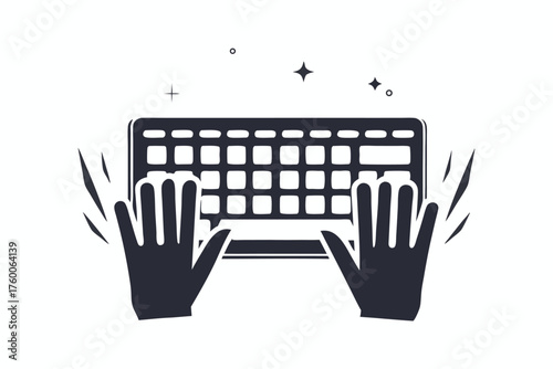 Minimalist hands typing on keyboard illustration conveys a modern writing experience