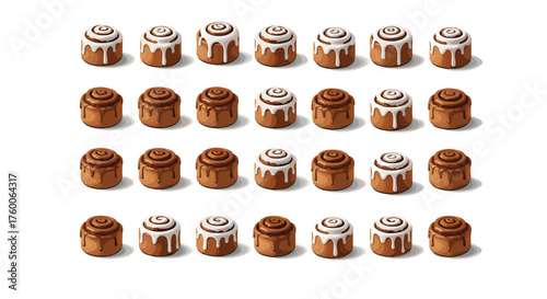 Delicious cinnamon rolls with creamy frosting, perfect for tempting breakfast treats or sweet dessert illustrations and holiday baking projects