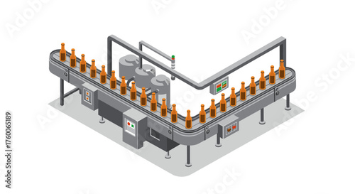 Automated beverage bottling production line with conveyor system