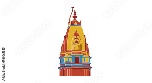 Vibrant Hindu temple design with cultural significance for travel promotion and spiritual projects, perfect for designers needing authentic Indian artistry