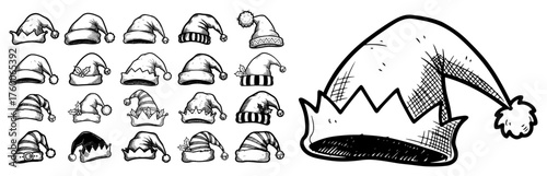 Set of Santa Claus Hats Icons