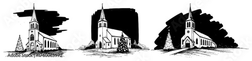 Winter Church Landscape Collection
