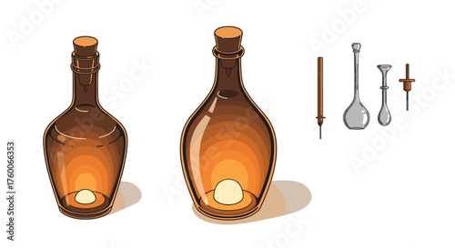 Elegant glassware with light reflection and detailed parts