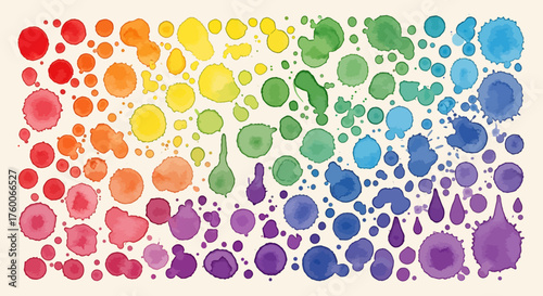 Watercolor Blotches Illustration, Colorful Drops, Studio, Clean White Background, Soft Pastel Vector Concept