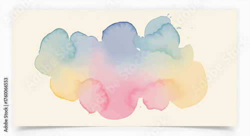Soft Watercolor Gradient Stains Art, Abstract Pastel Tones, Cream Paper Texture Simulation, Vector Clean Look, Top View, Concept Illustration