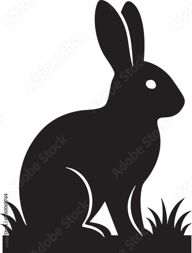 Rabbit in grass silhouette vector