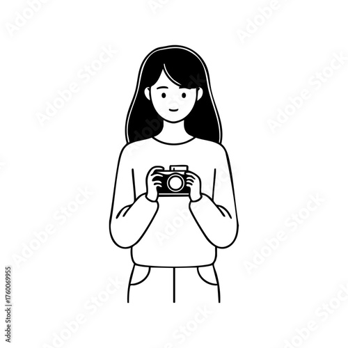 Smiling young woman holding a camera, symbolizing creativity, photography, and visual storytelling.