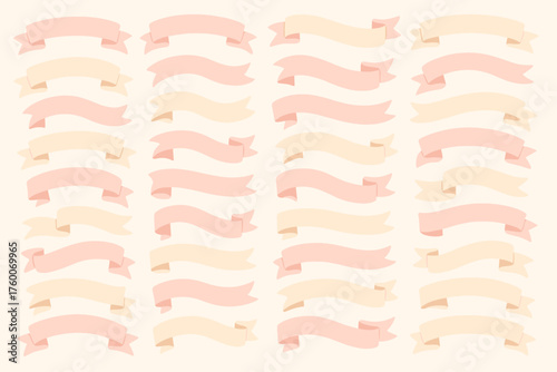 valentines day pastel ribbons 35 curved banners pastel pink cream palette simple folded forms romantic minimal flat style.
